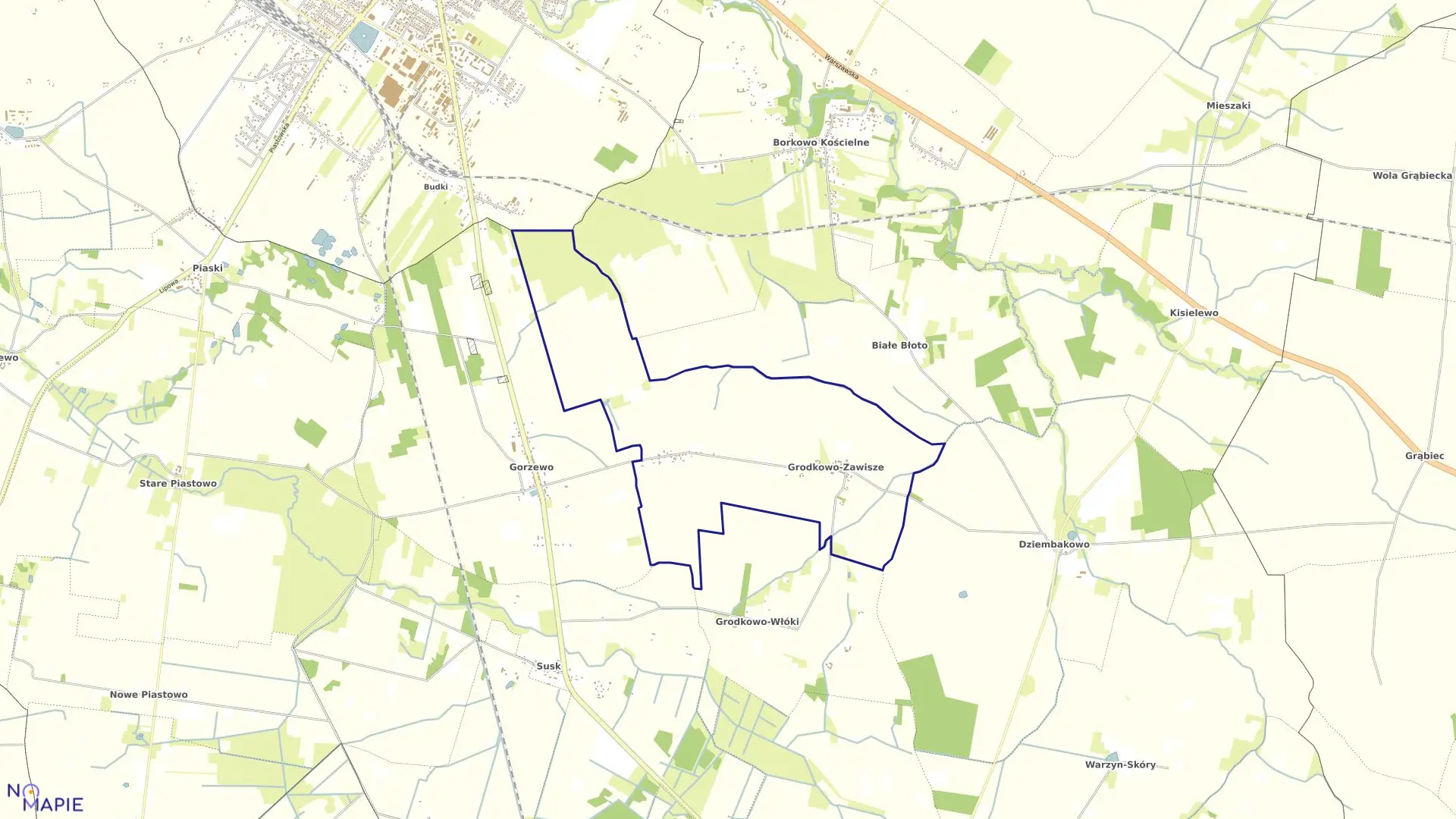 Mapa obrębu GRODKOWO ZAWISZE w gminie Sierpc