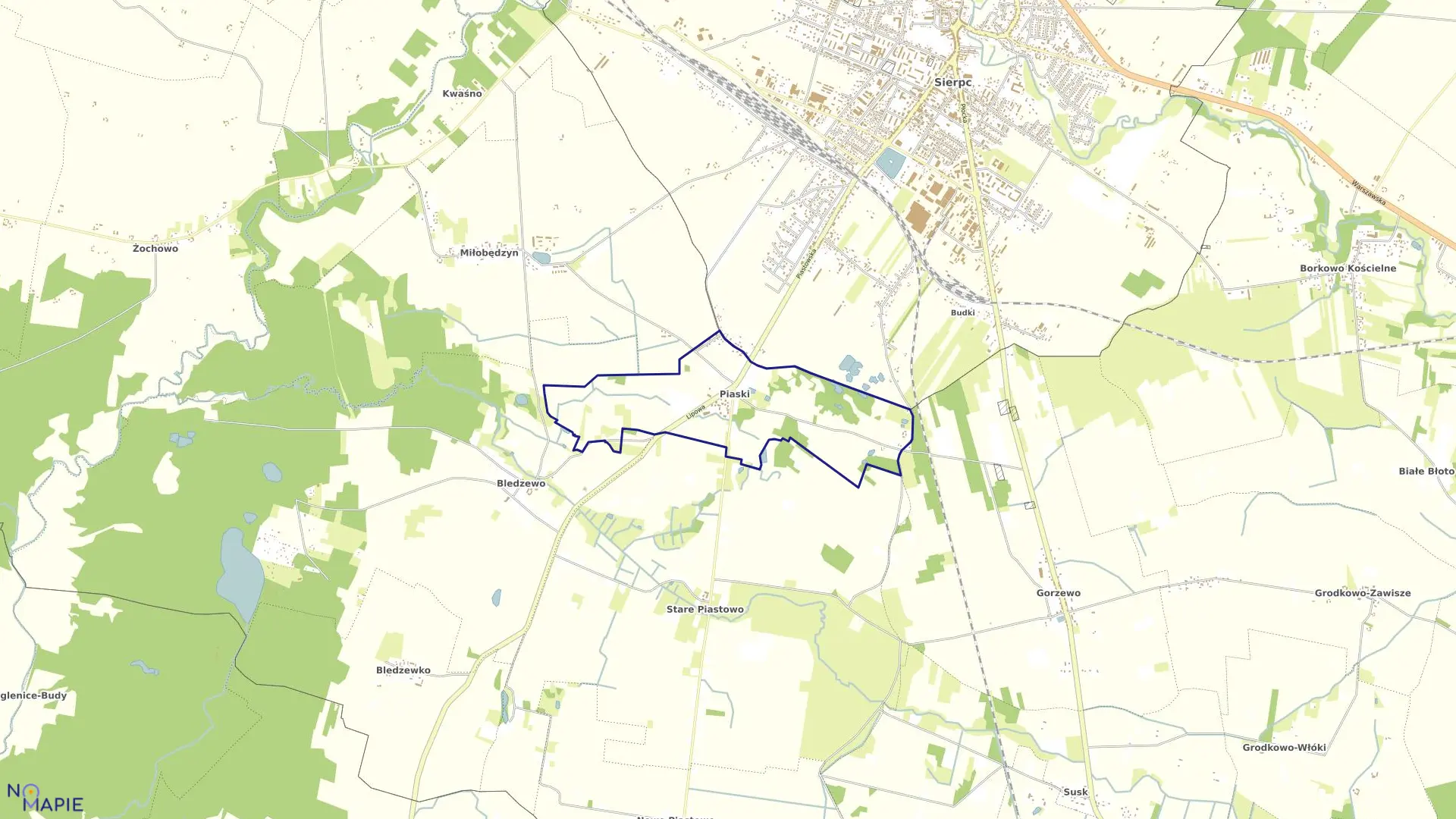 Mapa obrębu PIASKI w gminie Sierpc