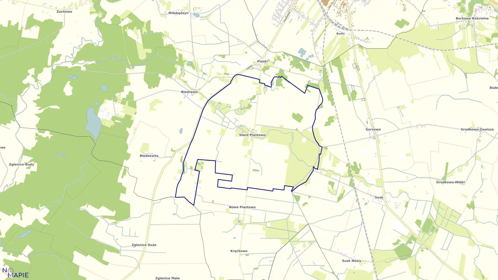 Mapa obrębu PIASTOWO w gminie Sierpc