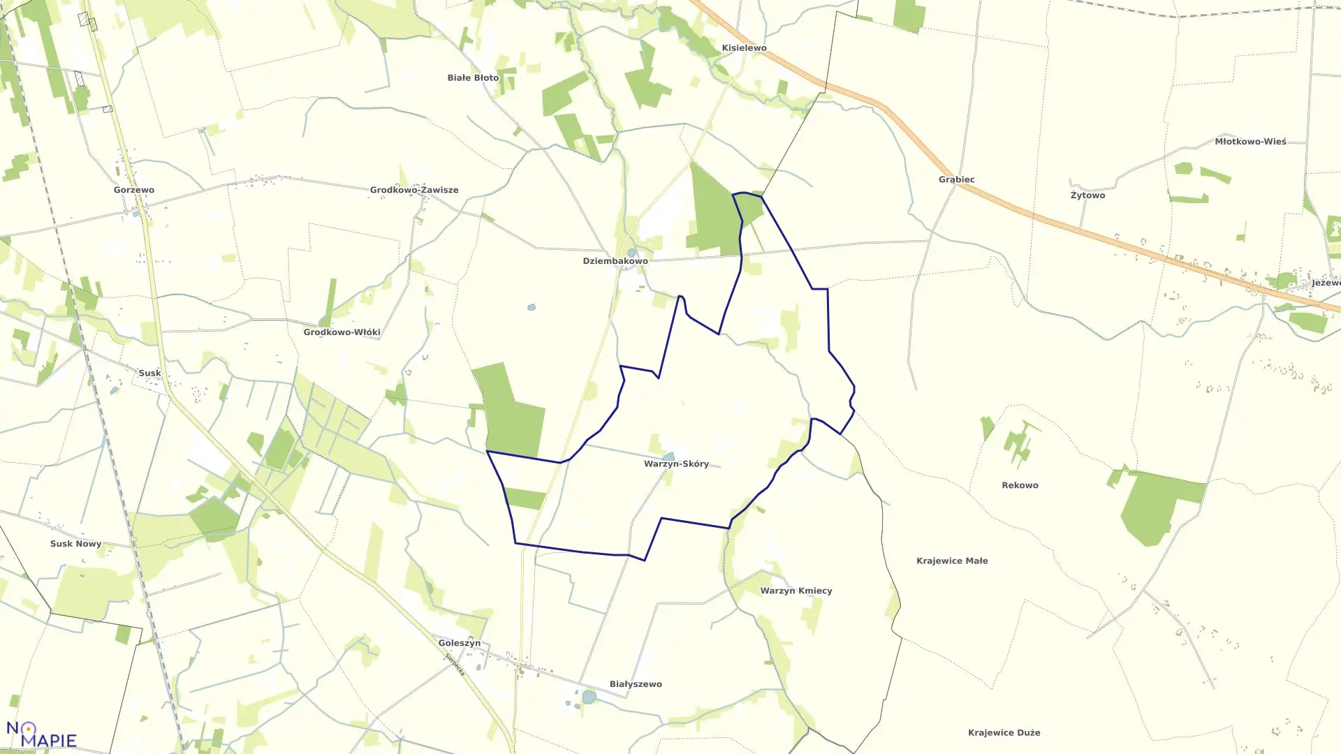 Mapa obrębu WARZYN SKÓRY w gminie Sierpc